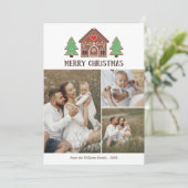 ジンジャーブレッドハウスメリークリスマスフォトコラージュ シーズンカード (スタンド正面)