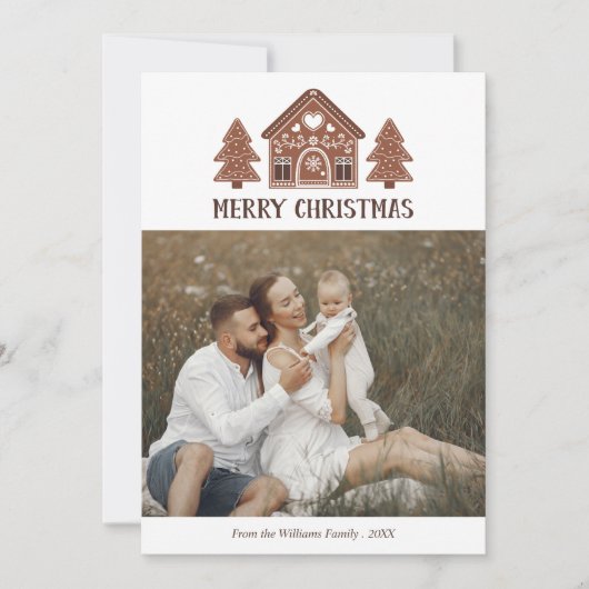 ジンジャーブレッドハウスメリークリスマスフォト シーズンカード (正面)