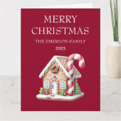 ジンジャーブレッドハウスメリークリスマスフォールディングカード カード (正面)