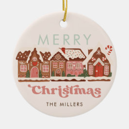 ジンジャーブレッドハウスモダンメリークリスマス セラミックオーナメント