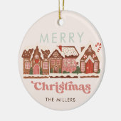 ジンジャーブレッドハウスモダンメリークリスマス セラミックオーナメント (左)