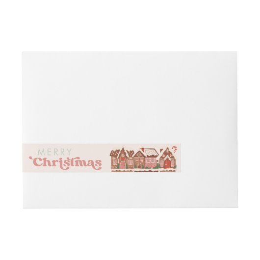 ジンジャーブレッドハウスモダンメリークリスマス ラップアラウンド宛名ラベル (正面)