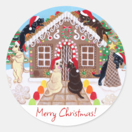 ジンジャーブレッドハウスラブラドール絵画ズ ラウンドシール