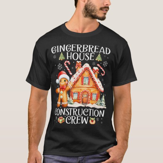 ジンジャーブレッドハウス建設クルークリスマス Tシャツ (正面)