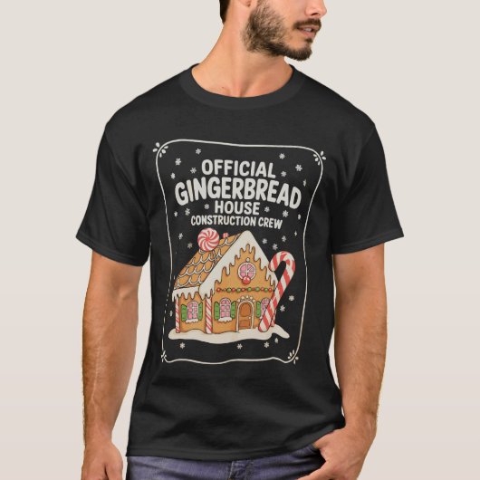 ジンジャーブレッドハウス建設クルー クリスマス Tシャツ (正面)