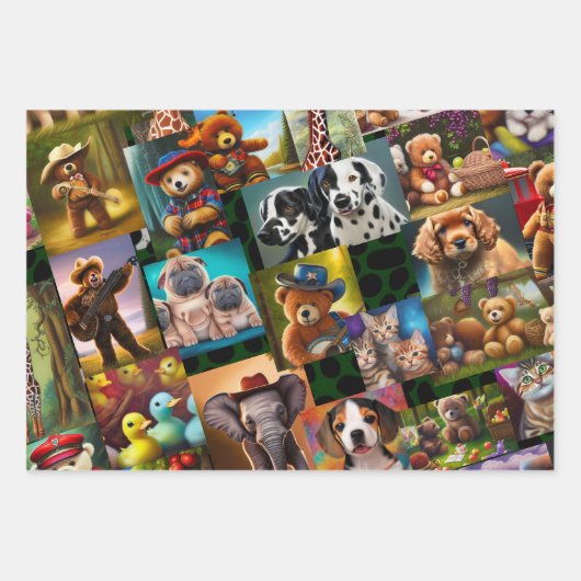 ジンジャーブレッドハウス、クリスマスABC、テディベア ラッピングペーパーシート (正面2)