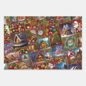 ジンジャーブレッドハウス、クリスマスABC、テディベア ラッピングペーパーシート (正面)