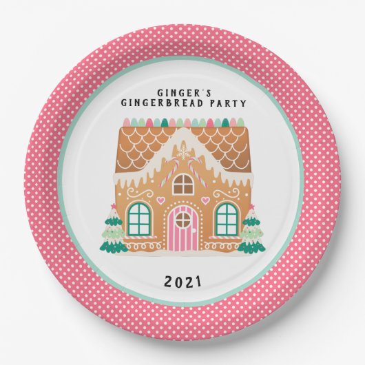 ジンジャーブレッドハウス |クリスマスCookie交換 ペーパープレート (正面)