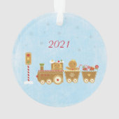 ジンジャーブレッドハウス&トレイン – 両面クリスマス オーナメント (裏面)