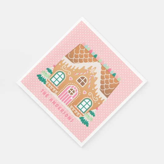 ジンジャーブレッドハウス | ナプキパーソナライズされたンス スタンダードランチョンナプキン (角)