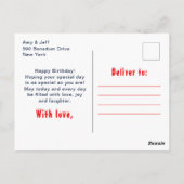 ジンジャーブレッドハウス レッドアンドネイビー ハッピーバースデー ポストカード (裏面)