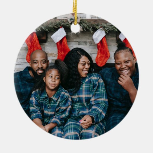 ジンジャーブレッドハウス|家族の名前| 1枚の写真 セラミックオーナメント (裏面)