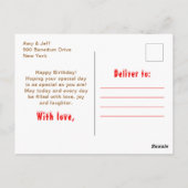 ジンジャーブレッドハウス 赤と青のハッピーバースデー ポストカード (裏面)