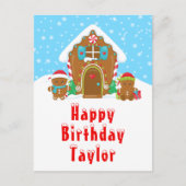 ジンジャーブレッドハウス 赤と青のハッピーバースデー ポストカード (正面)