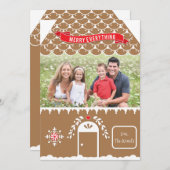 ジンジャーブレッドハウス | 4フォトクリスマスカードラベル シーズンカード (正面/裏面)