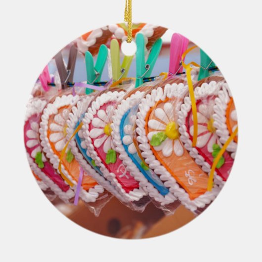 ジンジャーブレッドハートクッキーレブクーヘンバレンタイン セラミックオーナメント (裏面)