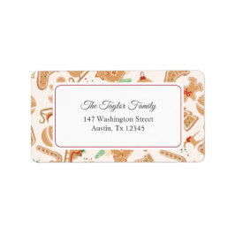 ジンジャーブレッドパターンクリスマスホリデー差出人住所 ラベル