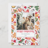 ジンジャーブレッドパーソナライズされたメリークリスマス写真 シーズンカード (正面)