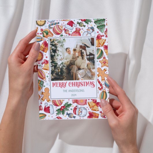 ジンジャーブレッドパーソナライズされたメリークリスマス写真 シーズンカード