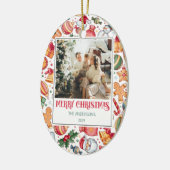 ジンジャーブレッドパーソナライズされたメリークリスマス写真 セラミックオーナメント (左)