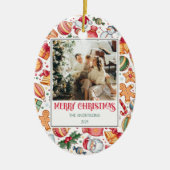 ジンジャーブレッドパーソナライズされたメリークリスマス写真 セラミックオーナメント (正面)