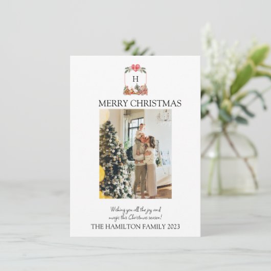 ジンジャーブレッドビレッジクレスト付き/フォトクリスマスカード シーズンカード (スタンド正面)