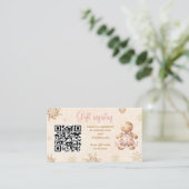 ジンジャーブレッドピンクベビーシャワーギフトレジストリQR エンクロージャーカード (スタンド正面)