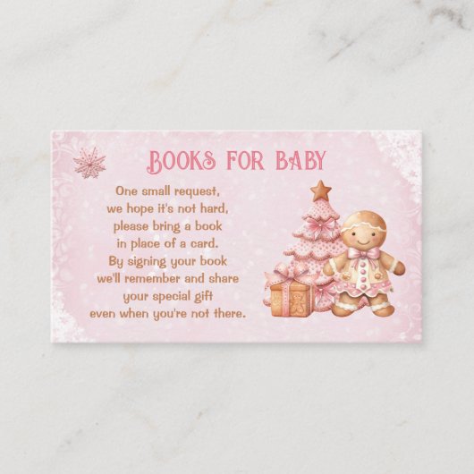 ジンジャーブレッドピンク赤ちゃんシャワーベビー エンクロージャーカード (正面)