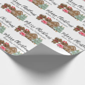 ジンジャーブレッドピープルメリークリスマス名前をカスタムする ラッピングペーパー (角)