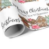 ジンジャーブレッドピープルメリークリスマス名前をカスタムする ラッピングペーパー (ロールコーナー)