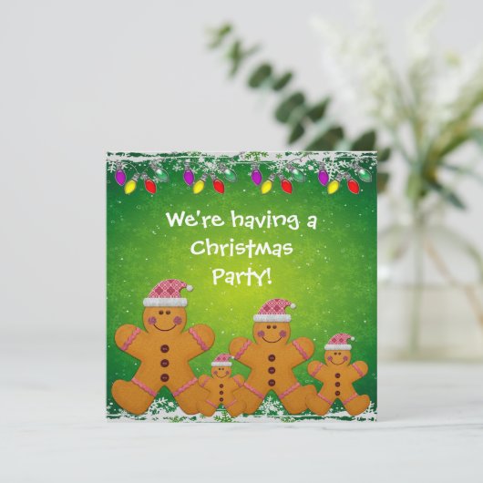 ジンジャーブレッドファミリー&クリスマスライトパーティー招待状 招待状 (スタンド正面)