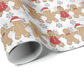 ジンジャーブレッドフレンズかわいいクリスマスホリデーギフト ラッピングペーパー (ロールコーナー)
