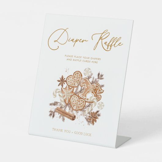 ジンジャーブレッドベビーおむつラッフルベビーシャワーサイン 台座サイン (正面)