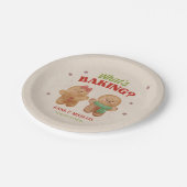 ジンジャーブレッドベーキングクリスマスジェンダーの発表 ペーパープレート (アングル)