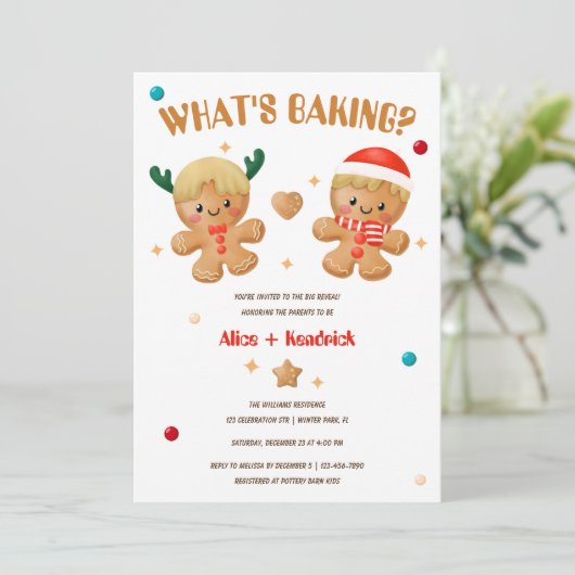 ジンジャーブレッドベーキングクリスマスジェンダーの発表 招待状 (スタンド正面)