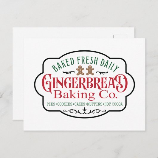 ジンジャーブレッドベーキング会社ノースポールクリスマス シーズンポストカード (正面/裏面)