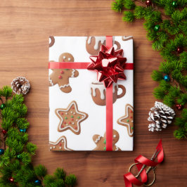 ジンジャーブレッドホットココア クリスマスパターン ラッピングペーパー