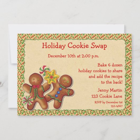 ジンジャーブレッドホリデイクッキースワップ招待状 招待状 (正面)