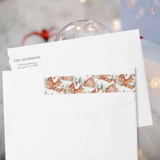 ジンジャーブレッドホリデークリスマスパターン ラップアラウンドラベル