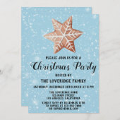 ジンジャーブレッドホリデークリスマスパーティースターブルースノー 招待状 (正面/裏面)