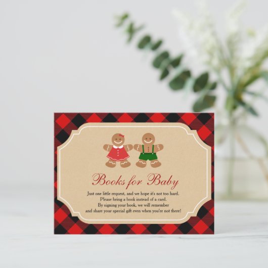 ジンジャーブレッドホリデークリスマスブックスベビー インビテーションポストカード (スタンド正面)