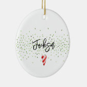 ジンジャーブレッドボーイ キャンディーケーン ハート NAME ホリデー セラミックオーナメント (右)