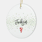 ジンジャーブレッドボーイ キャンディーケーン ハート NAME ホリデー セラミックオーナメント (左)