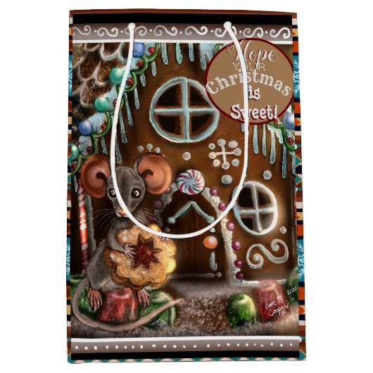 ジンジャーブレッドマウスの甘いクリスマス ミディアムペーパーバッグ (正面)