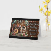 ジンジャーブレッドマウス甘いクリスマスカード カード (黄色い花)