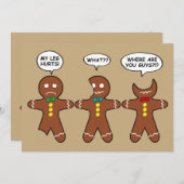 ジンジャーブレッドマンおもしろいクッキーホリデーユーモアカード シーズンカード (正面/裏面)