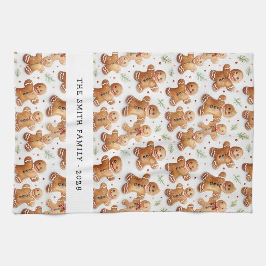ジンジャーブレッドマンおもしろいノベルティオールオーバープリント キッチンタオル (横)