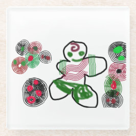 ジンジャーブレッドマンおもしろい ガラスコースター