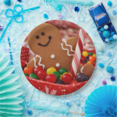 ジンジャーブレッドマンおよびキャンデーの紙皿 ペーパープレート (パーティー)