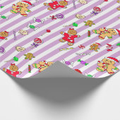 ジンジャーブレッドマンお洒落とクリスマスキャンディ ラッピングペーパー (角)